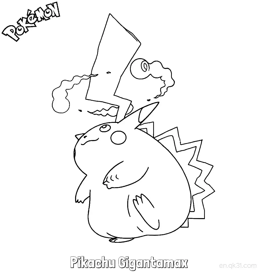 Pikachu Gigantamax Coloring Page - Free Printable Pokemon Coloring Sheets – Free Printable Coloring Page for Kids and Adults